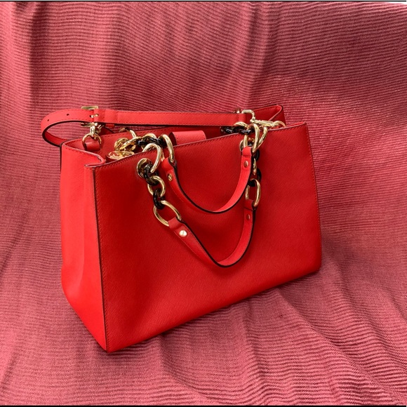 mk red handbag